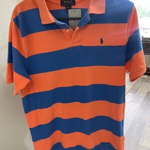 Polo by Ralph Lauren Orange and Blue Striped Polo Shirt